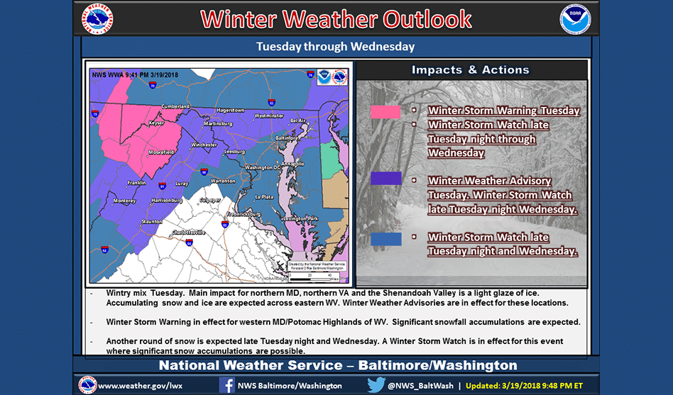 Wintry Weather Expected Tuesday into Wednesday